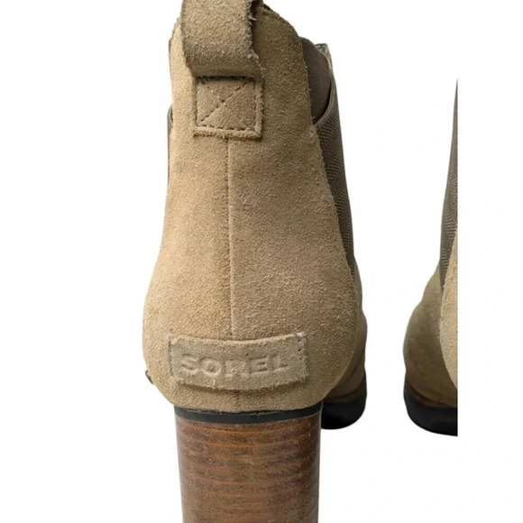 Sorel Addington Chelsea Suede Womens Block Heel Boot Tan Beach/Cordovan Size 9 - Picture 7 of 12